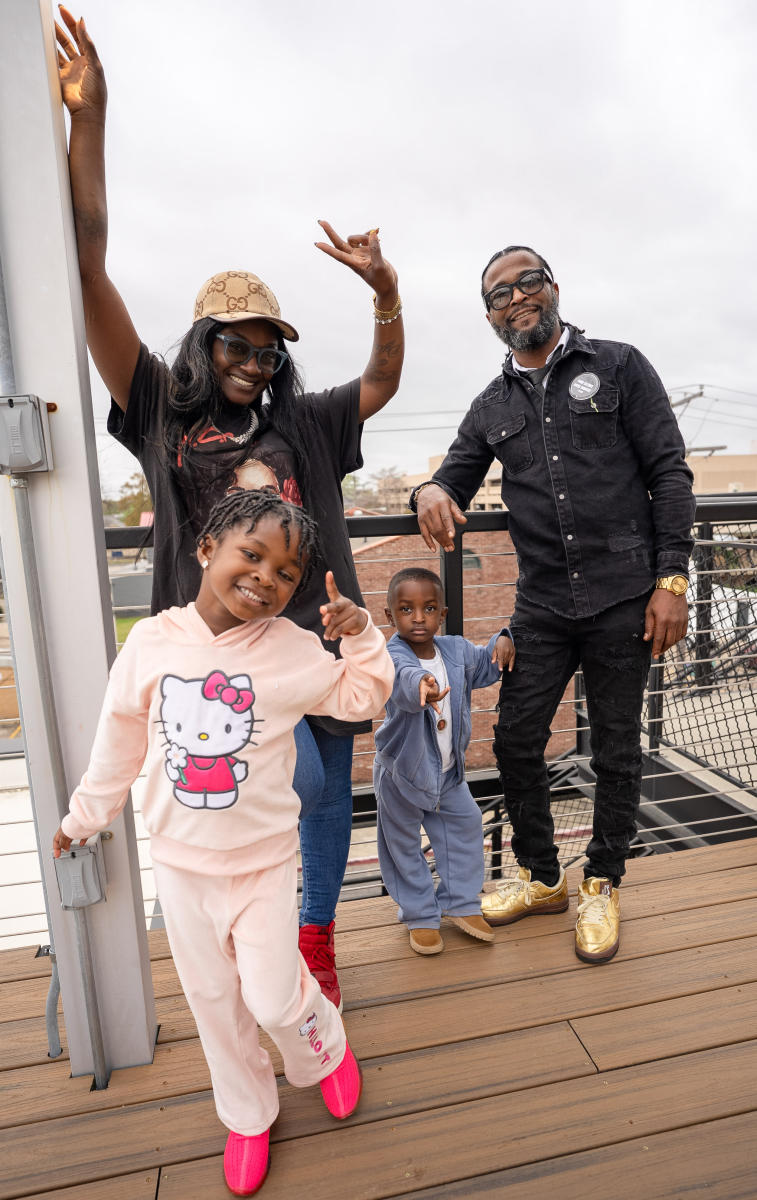 Jerome Morgan with his wife and children