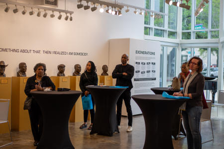 Gathering at the gallery during the exhibition