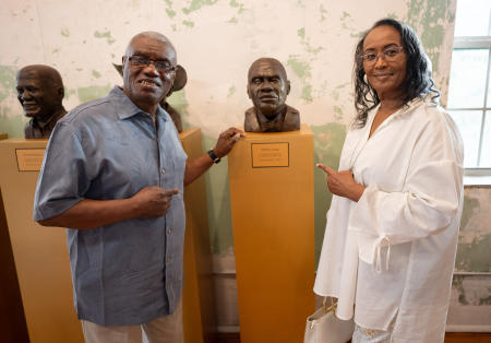 Wilbert and his wife Mary with his bust