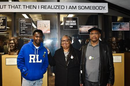 Cedric Dent, his mother Earline and Elvis Brooks, Earline's brother and Cedric's uncle. Both men were incarcerated at the same time for crimes they did not commit.