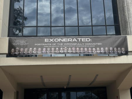 The banner outside of the entry to the Loyola Law Library.